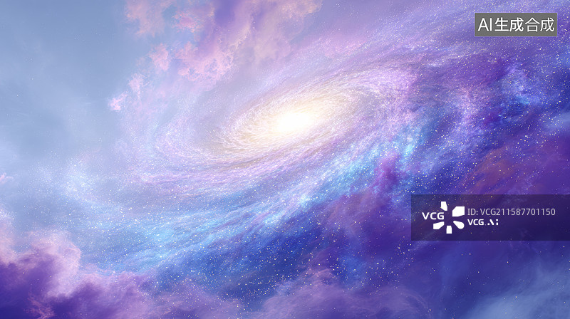 【AI数字艺术】梦幻星云与紫色云层交织的天空图片素材