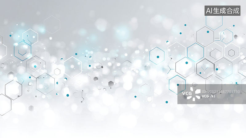 【AI数字艺术】科技感抽象六边形分子结构背景图片素材