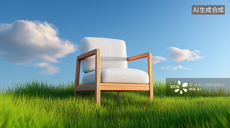 【AI数字艺术】草地上的白色椅子图片素材