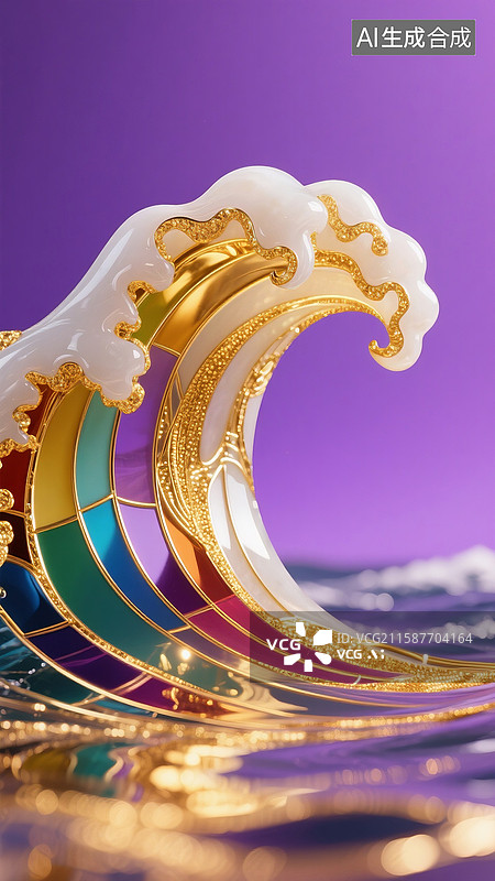 【AI数字艺术】彩虹波浪装饰品图片素材