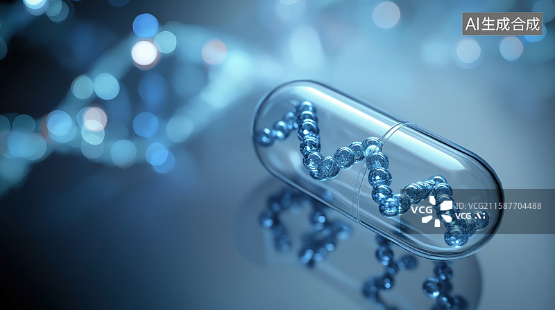 【AI数字艺术】胶囊中的DNA双螺旋结构图片素材