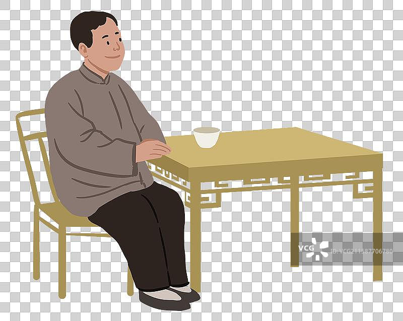 茶馆喝茶中国传统民艺脱口秀讲相声演员谈话对话捧哏语言文化人物插画图片素材