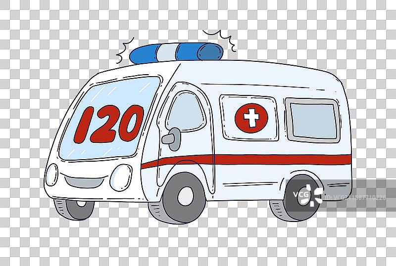 120医疗急救车卡通形象图片素材