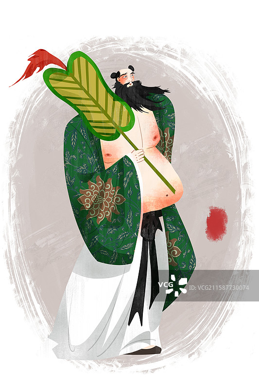 八仙过海人物汉钟离插画图片素材