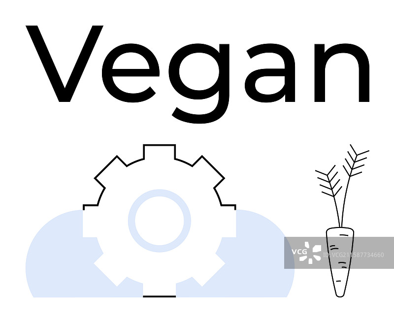 素食概念与齿轮、胡萝卜和云彩图片素材