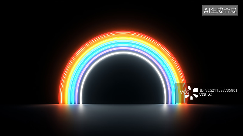 【AI数字艺术】霓虹彩虹拱门背景图片素材