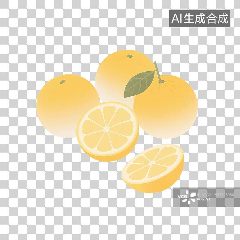 【AI数字艺术】手绘插画，水果，橙子，橘子，柑橘，沃柑，免抠元素图片素材