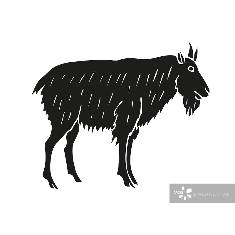 手绘涂鸦野山羊图片素材