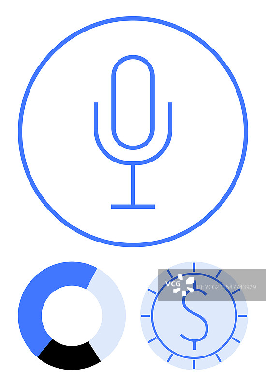 带有财务图表和饼图的数字麦克风图片素材