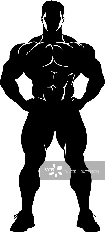 男性健美运动员的剪影图片素材