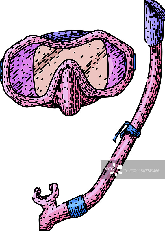 手绘珊瑚浮潜草图图片素材