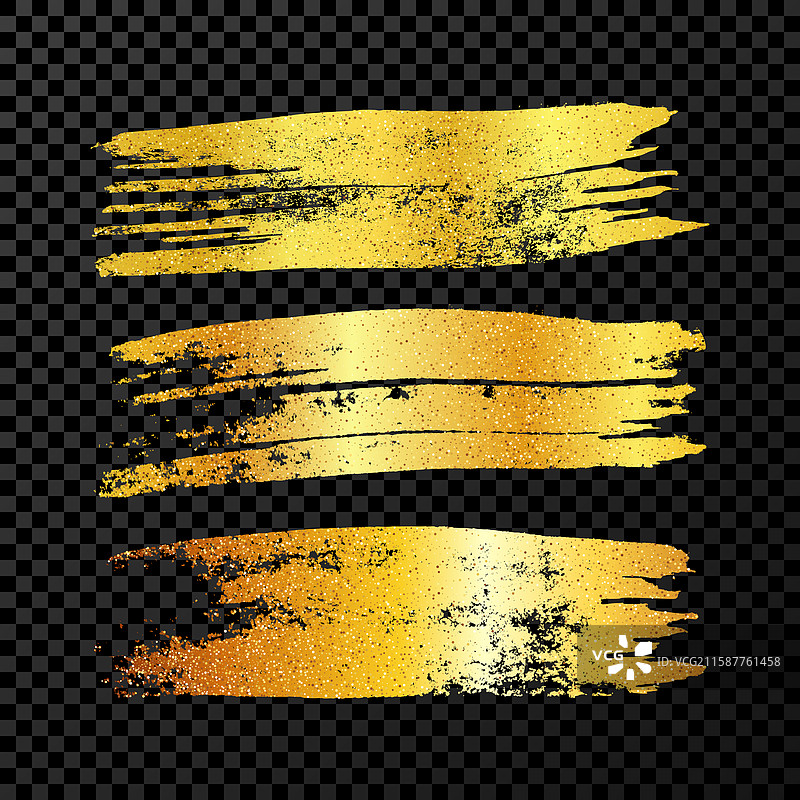 一组金色手绘笔触图片素材