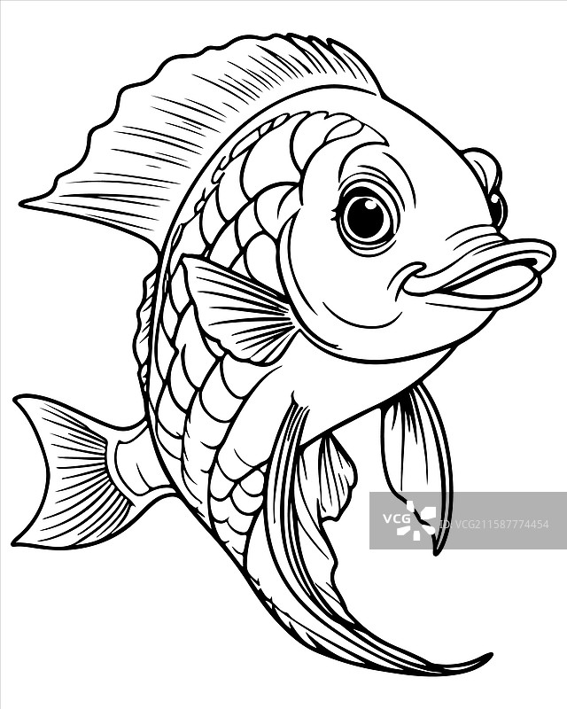 儿童海洋动物涂色页图片素材