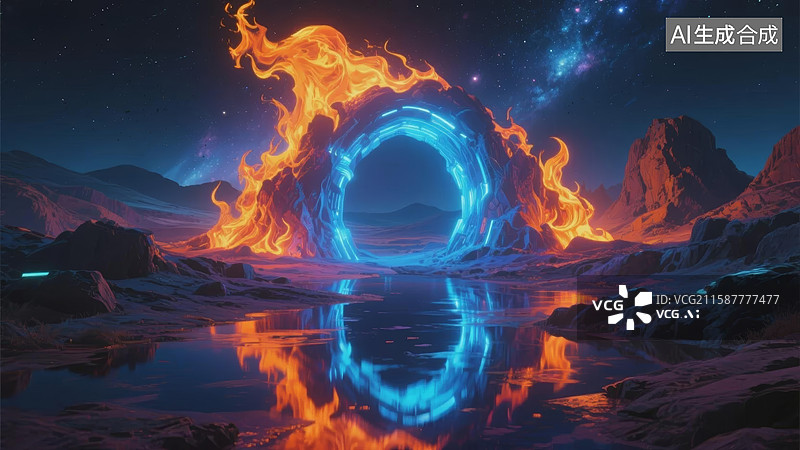 【AI数字艺术】神秘光环梦境图片素材