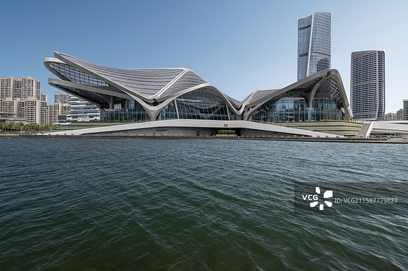 广东珠海金湾艺术中心城市建筑风光图片素材
