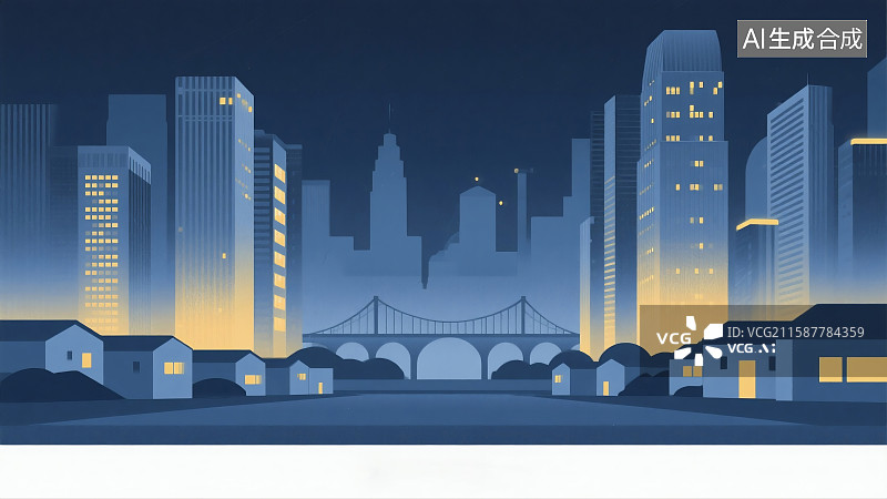 【AI数字艺术】城市夜晚图片素材