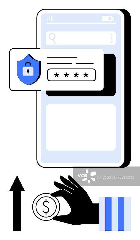 移动安全和支付概念与锁图标图片素材