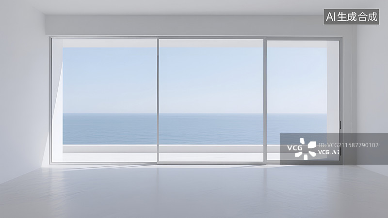 【AI数字艺术】海景房落地玻璃窗图片素材