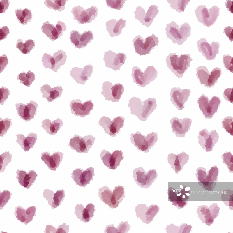 白色背景上的无缝心形水彩图案图片素材