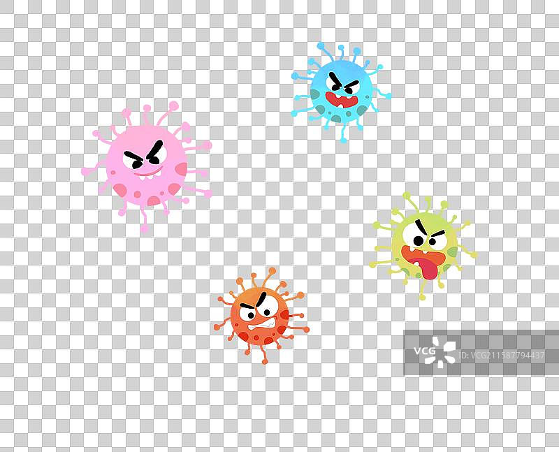 细菌病毒插画卡通元素图片素材