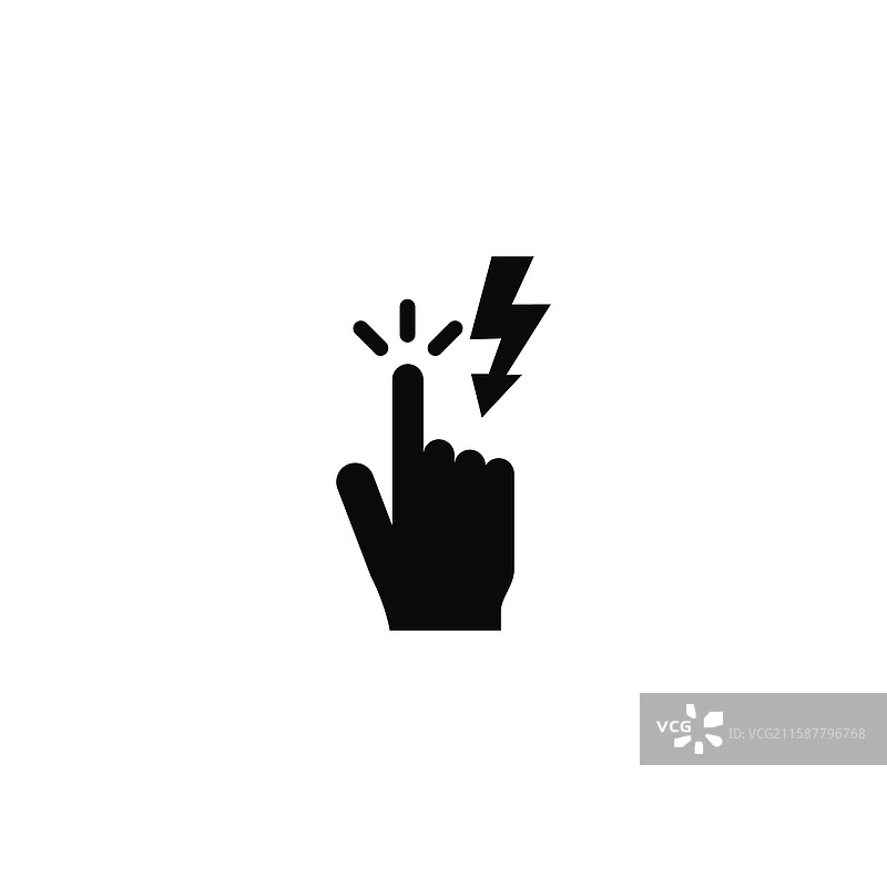 带有向上手指的电击警告图标图片素材