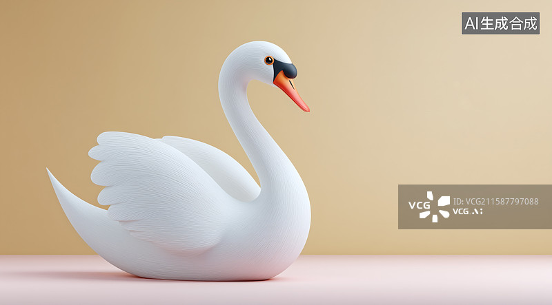 【AI数字艺术】一只卡通白天鹅图片素材