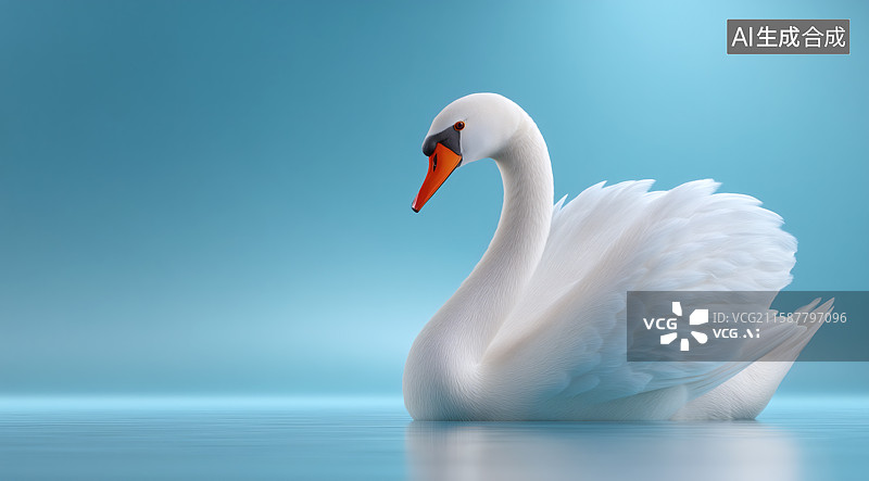【AI数字艺术】一只卡通白天鹅图片素材