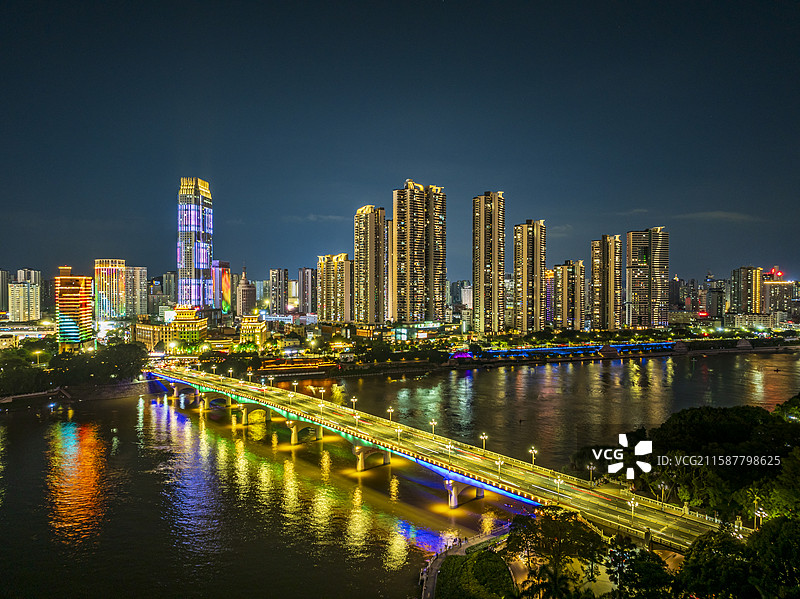 南宁市中心城市风光航拍图片素材