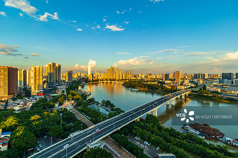 南宁市中心城市风光航拍图片素材