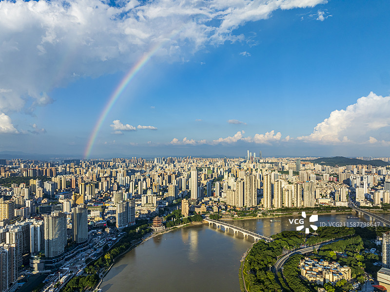 南宁市中心城市风光航拍图片素材