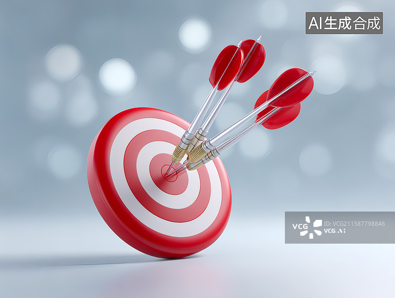 【AI数字艺术】多支飞镖正中靶心图片素材