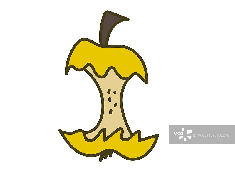 白色背景上孤立的苹果核卡通艺术图片素材