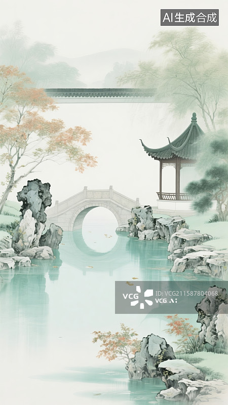 【AI数字艺术】诗意江南园林图片素材