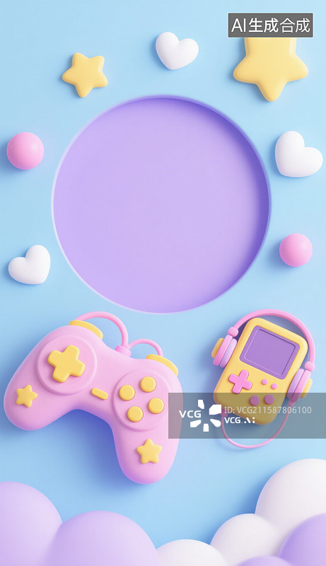 【AI数字艺术】3D三维音乐元素耳机话筒主播直播音乐音符元素网络直播主题图片素材