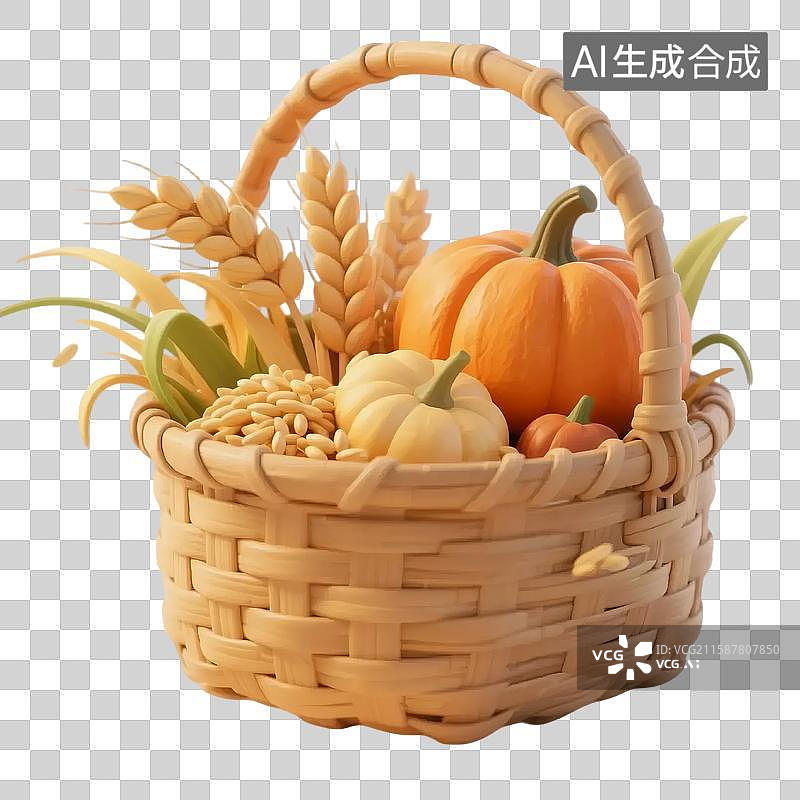 【AI数字艺术】秋天丰收的水果蔬菜西红柿石榴枫叶银杏叶水果篮玉米小麦水稻茭白白菜红枣猕猴桃葡萄图片素材