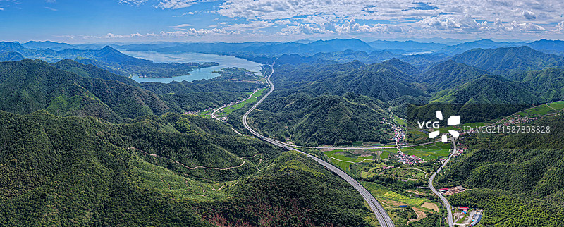 航拍安徽省池州市石台县七都镇将军岭风光图片素材