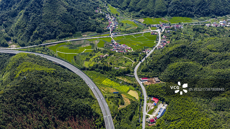 航拍安徽省池州市石台县七都镇将军岭风光图片素材