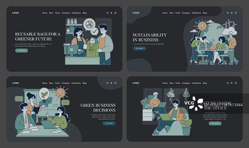 商业可持续性扁平图标图片素材