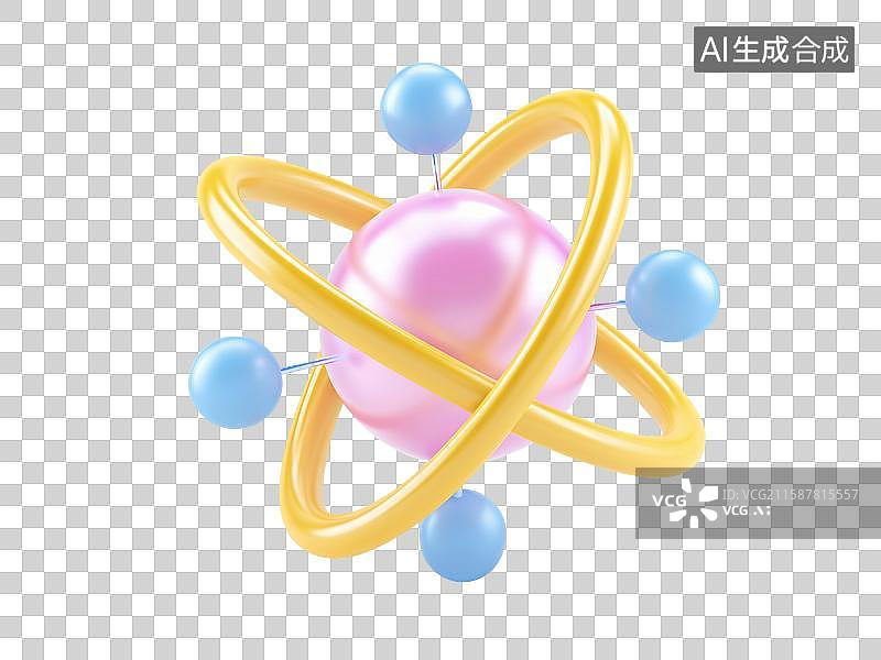 【AI数字艺术】3D立体原子结构模型图标图片素材