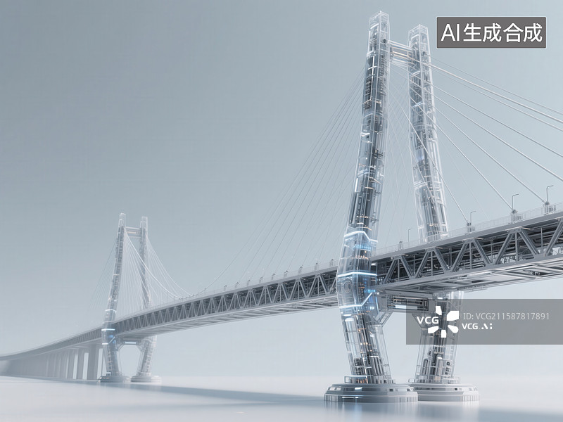 【AI数字艺术】现代悬索桥设计概念图图片素材