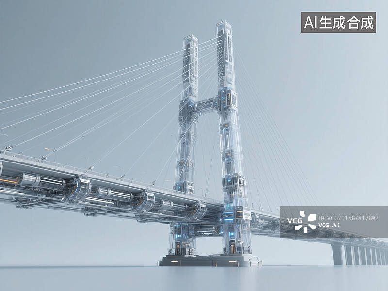 【AI数字艺术】未来科技桥梁设计图片素材
