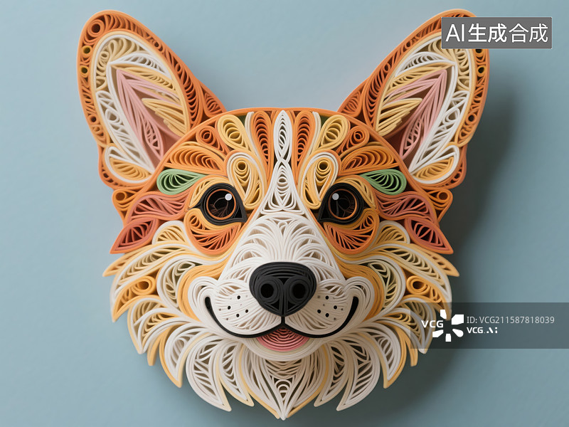 【AI数字艺术】纸艺狐狸头像创意艺术作品图片素材
