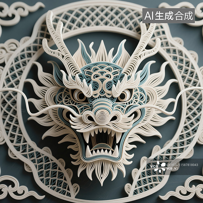 【AI数字艺术】精美的龙形剪纸艺术图片素材