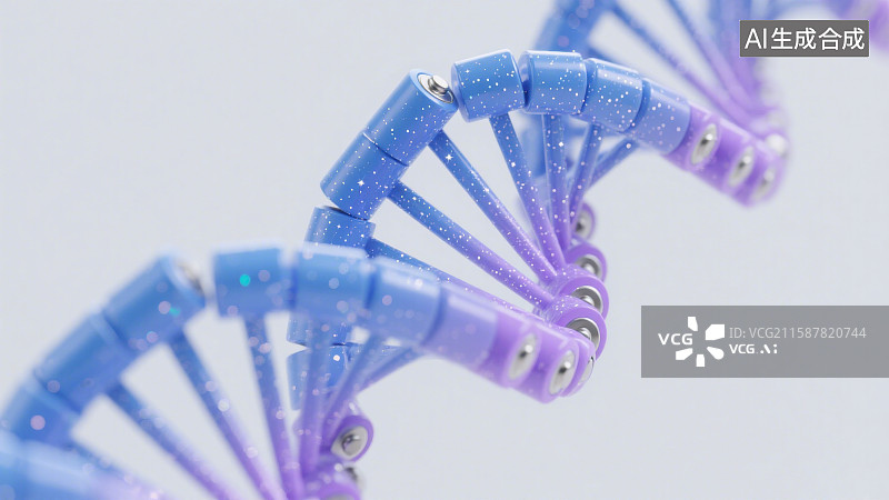 【AI数字艺术】3D三维电池以螺旋结构排列DNA形式图片素材