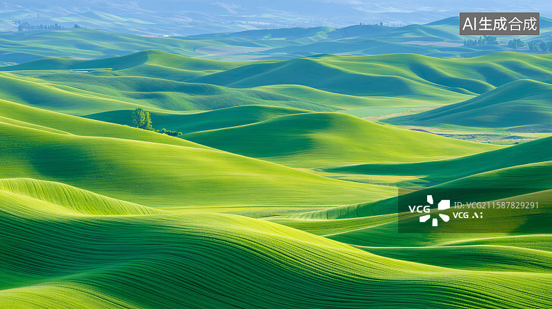【AI数字艺术】绿色田园背景图片素材