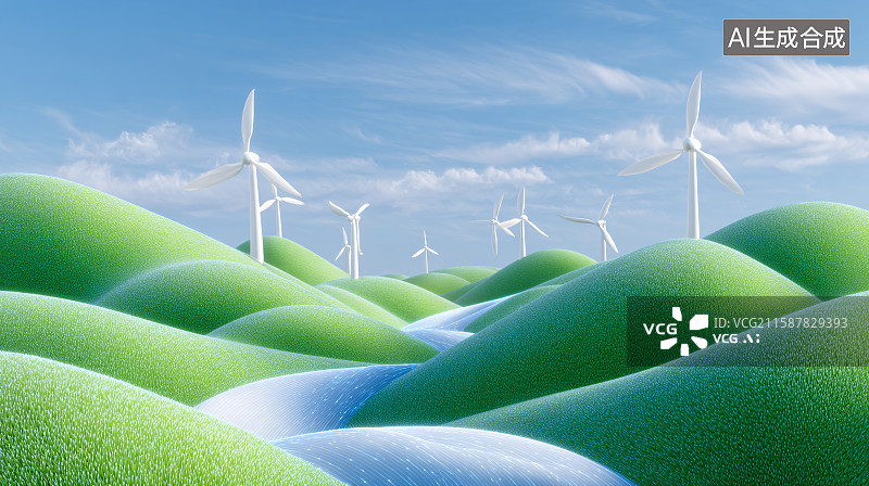 【AI数字艺术】绿色能源科技背景图片素材