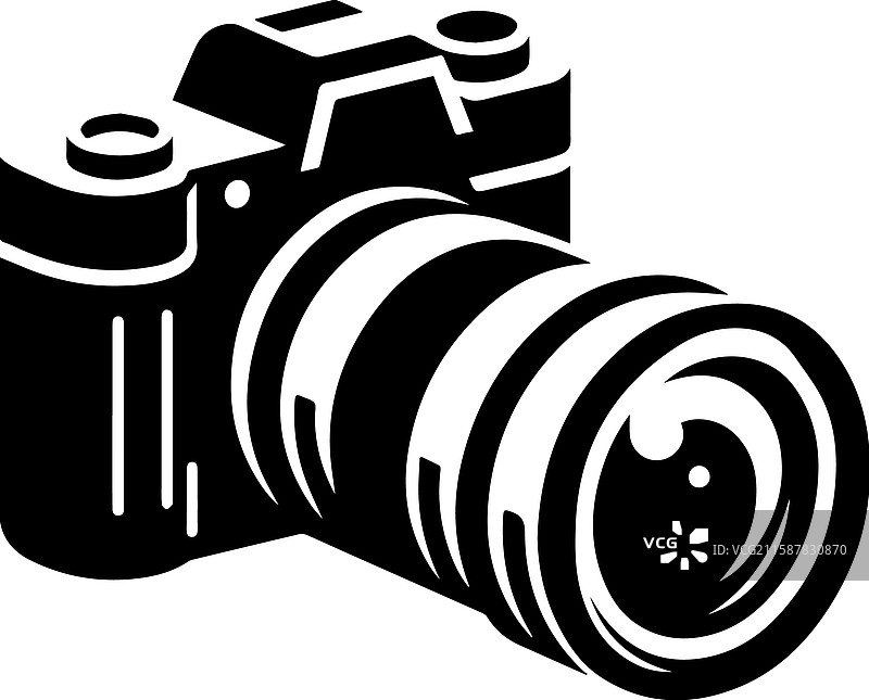 简单的带变焦镜头的相机图标标志图片素材