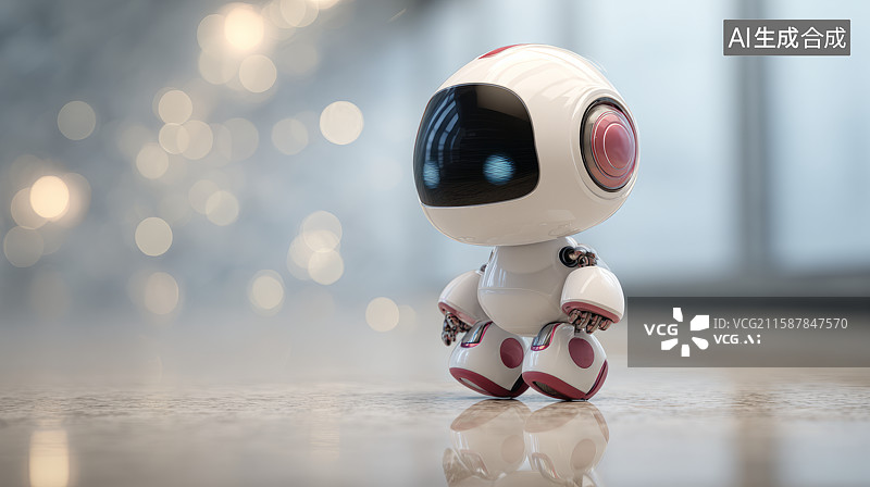 【AI数字艺术】可爱的小型白色粉色机器人图片素材
