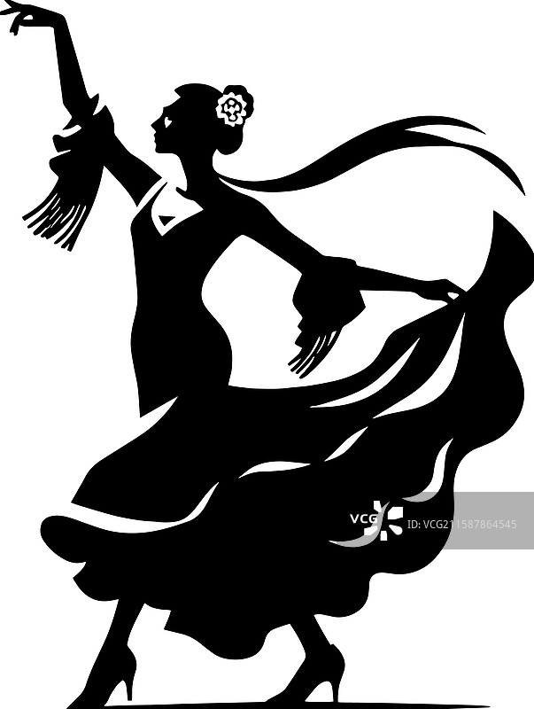 西班牙弗拉门戈音乐和舞蹈的简单图标图片素材