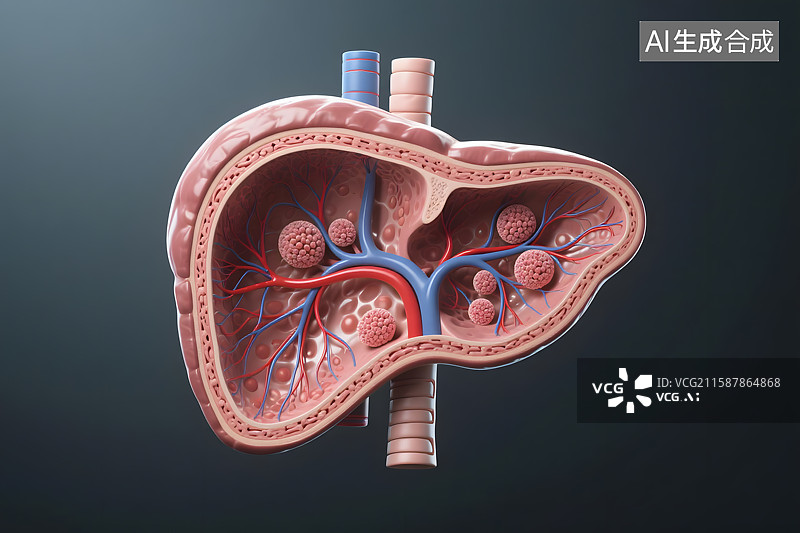 【AI数字艺术】肝脏3D渲染图片素材